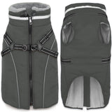 Fragralley Dog Coat with Harness Built in, Waterproof Windproof Reflective Warm Puffer Jacket, Fleece Lined Vest Winter Parka for Small, Medium, Large Dogs