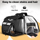 VENFOREST Dog Bike Basket, Foldable Pet Bike Carrier Backpack with Safety Strap, Waterproof Pet Bike Basket Suitable for Small Cats Kitten Puppy Dogs （New Black）