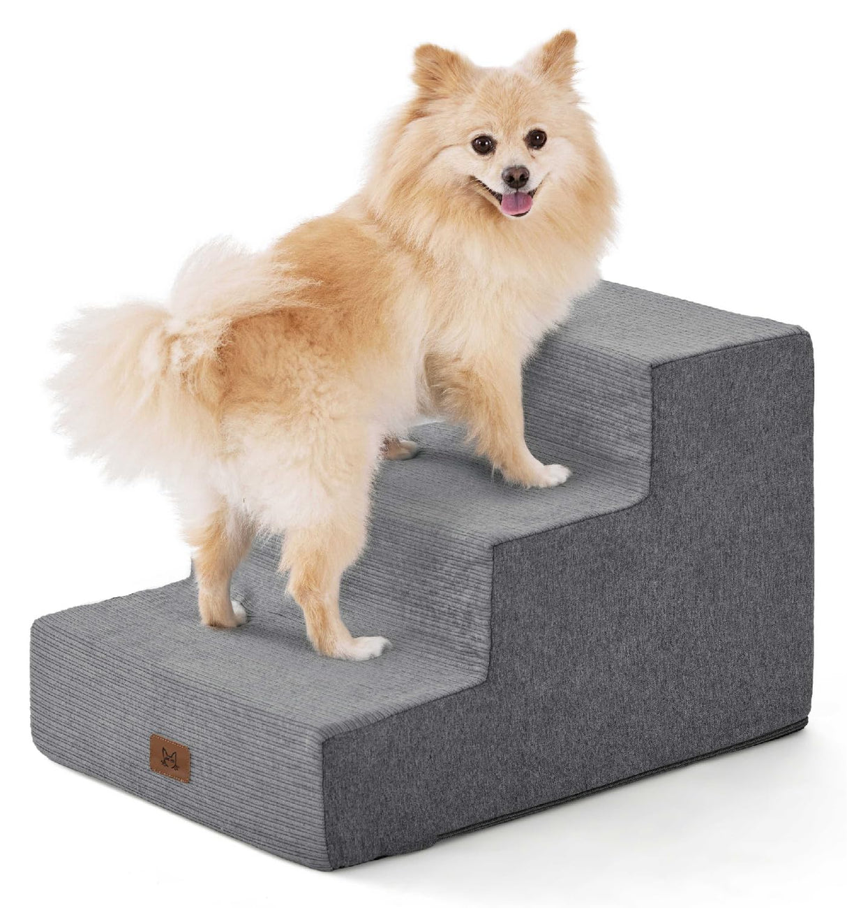 Dog Stairs for Small Dog Steps for Bed Ramps Stairs Extra Wide Steps for Bed Foam Stairs for Couch Sofa 35D Strong Support Pet Stairs Non-Slip Bottom Pet Steps to Get on Bed, Grey, 3 Steps