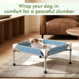 4-Sided Enclosed Elevated Dog Bed - Scratch-Resistant Stainless Steel Frame, Safety Fences to Prevent Falling, Ideal for Puppies & Cats, Indoor & Outdoor Use, Patio/Camping Friendly