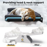 Veehoo Elevated Raised Dog Bed-Cooling Outdoor Dog Cot Bed for Large Sized Dogs Three-Sided Fence Raised Pet Cot with Mesh & No-Slip Feet Dog Hammock Bed with Removable Bolster-41 x 27" Black