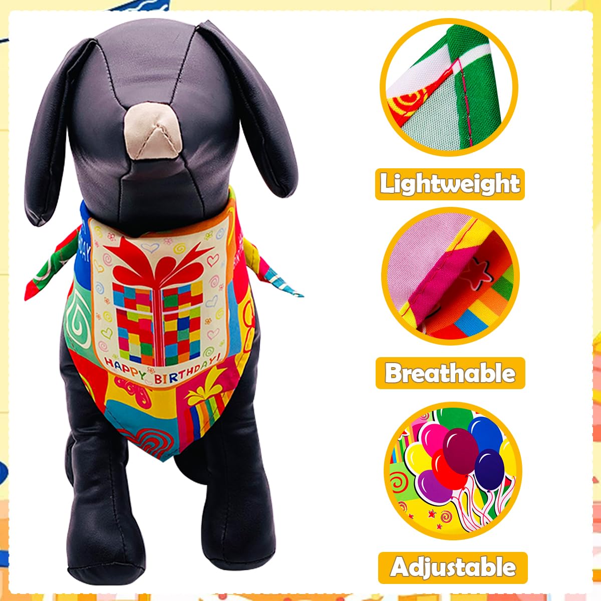 JpGdn 30PCS/Pack 33Inch Dog Birthday Bandanas Bulk Party Bandanas for Large Extra Large XL XXL Breed Dogs Stitching Hemming Selvedge Sewing Scarves Grooming Accessories Costume