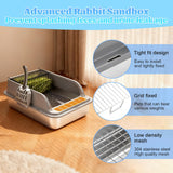 Stainless Steel Rabbit Litter Box w Hay Feeder and Litter Scoop, 19.7 x 13.8 x 7.9 Inch Large Litterboxes w Raised Grid, High Sided Kiter Box for Bunny, Guinea Pig, Ferret, Small Snimal, Hamster