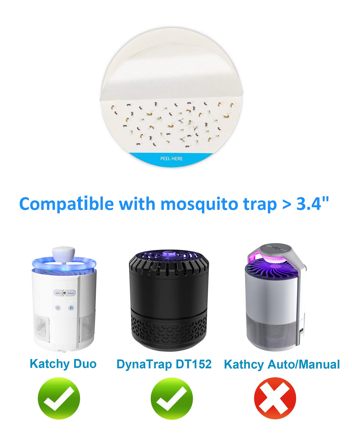 24 Pack Refill Glue Boards 3.4 Inches Sticky Pads Compatible with DynaTrap DT152 and Katchy Duo Indoor Insect Fly Mosquito Trap Bug Catcher Mosqusito Lamp