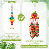 Seenelling 3 Pcs Extra Large Bird Parrot Toy Multicolored Natural Wooden Parrot Cage Chewing Toys for Large Medium Macaws Cockatoos African Grey Birds (Block and Ball)