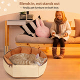 2-in-1 Convertible Pet Sling Carrier & Bed - with Breathable Mesh, Adjustable Strap & Pocket，for Travel, Vet Visit & Home Use, Up to 22lbs (KAKI)