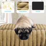 Comfort Dog Beds for Medium Size Dogs, Dog Bed with Removable Washable Cover, Deluxe Plush Dogs Bed for Crate with Pillow, Anti-Slip Pet Mat Mattress for Kennel with Durable Zipper(Brown, M)