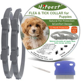 Flea and Tick Collar for Puppies - 12-Month Natural Protection - Safe & Effective Flea and Tick Prevention - Includes Flea Comb and Tweezers, 2-Pack