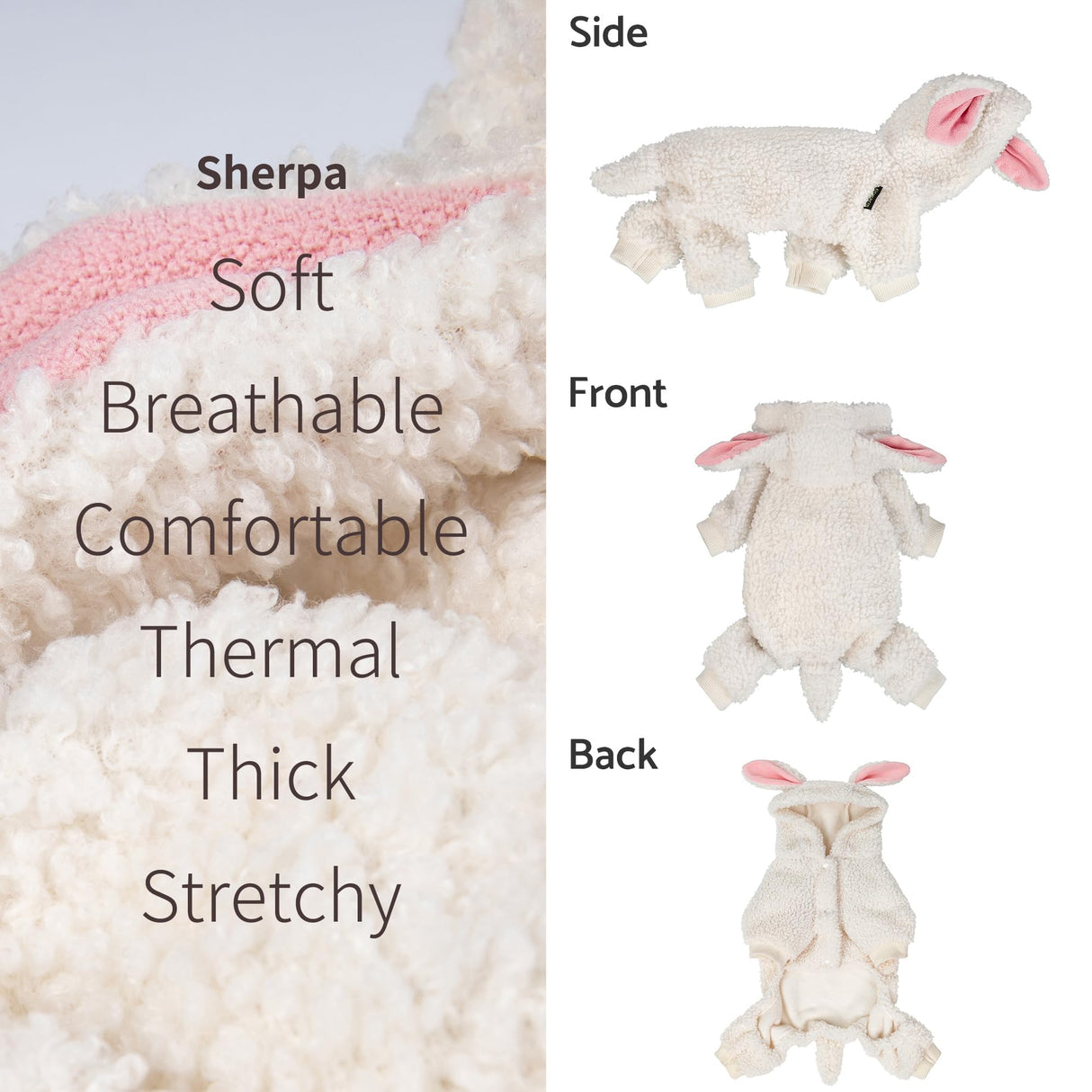 Fitwarm Halloween Sheep Dog Costumes, Funny Clothes for Small Dogs Boy Girl, Pet Apparel, White, Pink, Medium