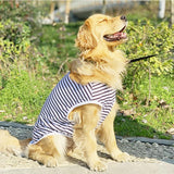 ANIAC Summer Dog Shirt for Medium Dog Girl Boy Cotton Striped Dog T-Shirt White Basic Tank Top Sleeveless Doggy Vest Cooling Pet Clothes for Dogs (White, 4XL (33-44 lbs))