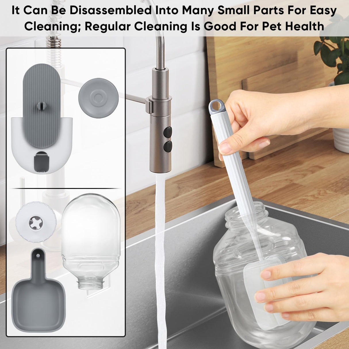 Lemtrflo 28oz Hanging Automatic Water Dispenser，Rabbit Water Bottle,Bunny Guinea Pig Ferret Water Bowl for Cage,Suitable for Small Animal Puppies(Cage Grid Spacing Over 1.2'') (Gray)