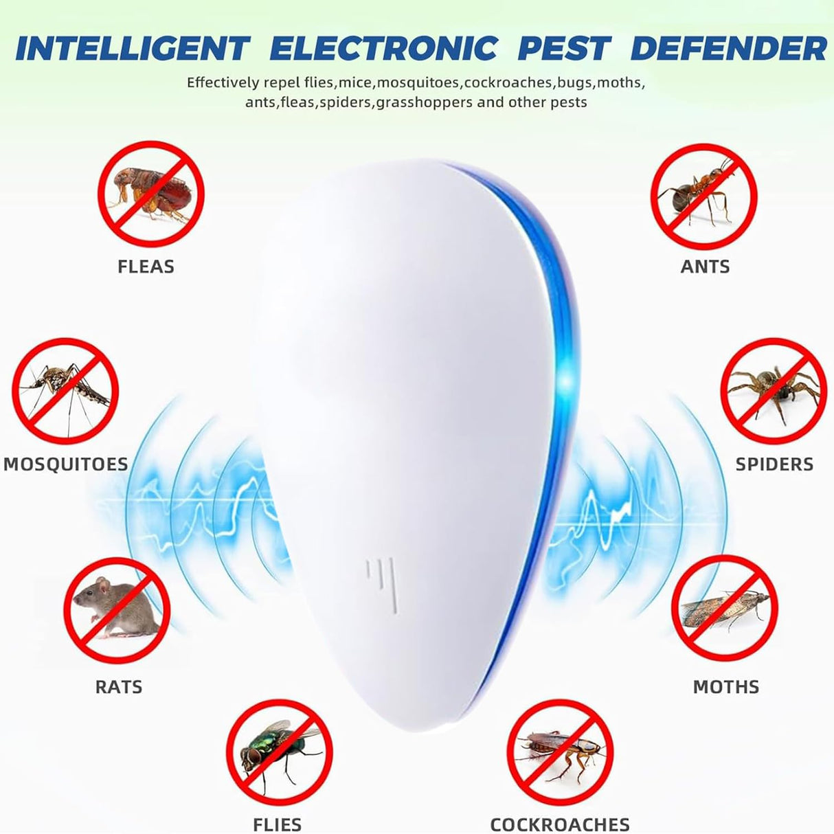(2026 Upgraded) Ultrasonic Insect & Pest Indoor Repeller, Plug-in Pest Control Electronic Repellent for Rodent, Mouse, Mice, Rats, Roaches, Bugs, Ants, Spiders, Mosquitoes, for Home, Warehouse 6 Pack