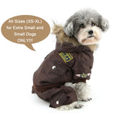 ZUNEA Padded Waterproof Small Dog Winter Jumpsuit Pet Puppy Jacket Coat Fleece Warm Snowsuit Airman Chihuahua Yorkie Outfits Clothes Apparel Brown M