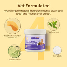Load image into Gallery viewer, HICC Pet Teeth Cleaning Wipes for Dogs &amp; Cats, Remove Bad Breath by Removing Plaque and Tartar Buildup No-Rinse Dog Finger Toothbrush, Disposable Gentle Cleaning &amp; Gum Care Pet Wipes, 50 Counts
