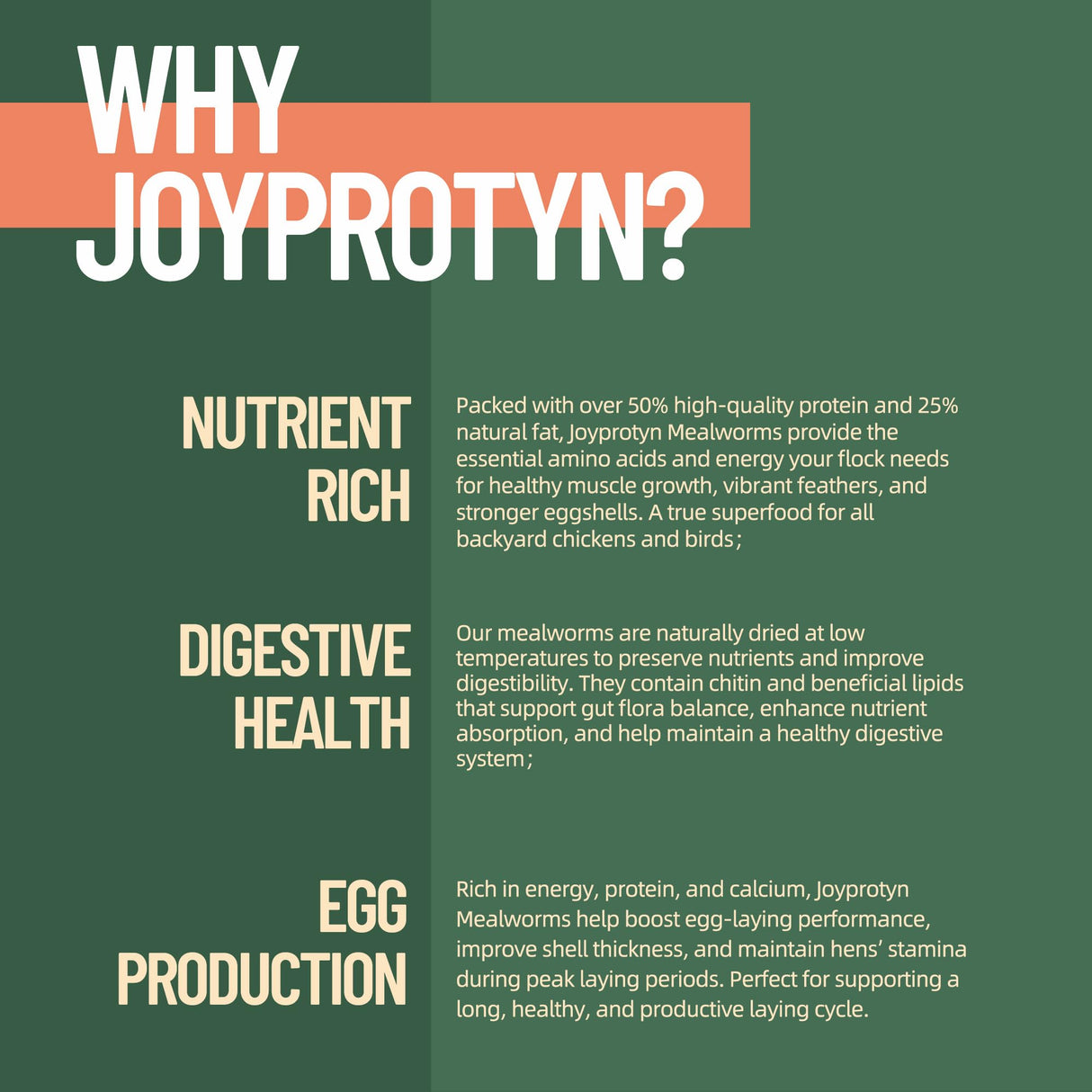 Joyprotyn 5LB Non-GMO Dried Mealworms - High Protein Natural Feed & Chicken Treats for Chickens, Ducks, Wild Birds, Quails & Reptiles - Support Egg Production & Feather Growth