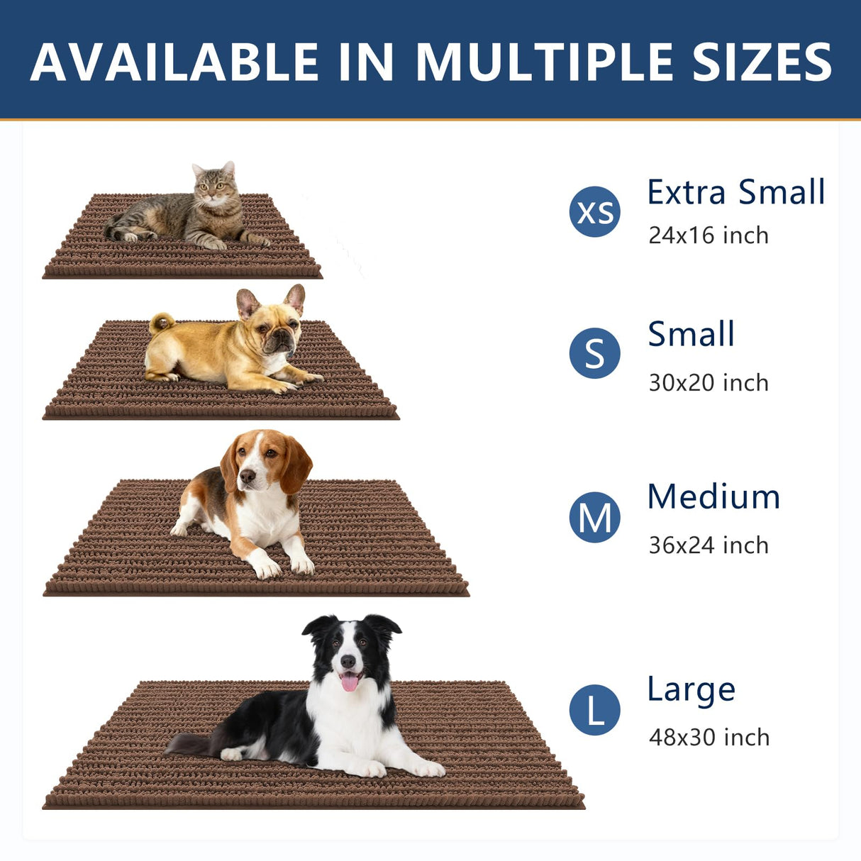 Smiry Dog Door Mat for Muddy Paws 30x20, Extra Soft Absorbent Chenille Doormat, Trap Moisture and Dirt, Non-Slip Machine Washable Front Door Mat for Indoor Entrance Inside Floor, Mocha