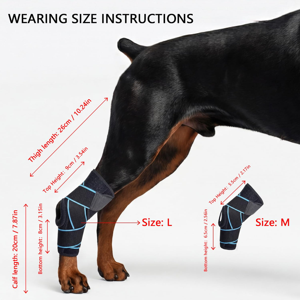 SHARKBEEPOWER Dog Knee Brace for Back Leg, ACL Support for Large Dogs, Adjustable Dog Leg Brace for Hind Leg Injuries, Canine Joint Wrap for Arthritis Recovery (L)