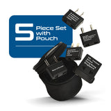 International Worldwide Travel Plug Adapter 5 Piece Set, Great for Cell Phones, Battery Chargers, Laptops to Work in Most Countries