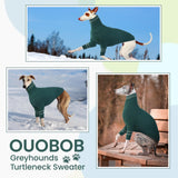 OUOBOB Greyhound Dog Sweater, Italian Greyhound Coat for Large Dogs, Whippet Pullover Turtleneck Stretchy Knit Sweatshirt, Greyhound Thermal Clothes Pajamas Sighthounds Jumpsuit for Cold Weather XXL