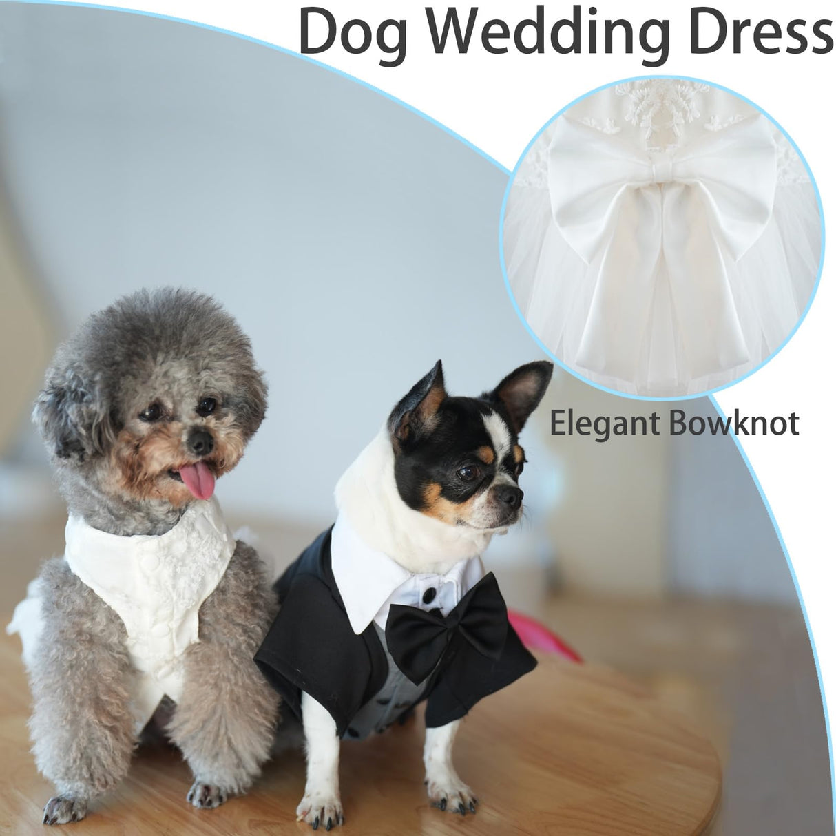 Dog Dress Tutu Skirt for Dogs Cats Girl, Sweet Dog White Princess Dresses with Bowknot, Pet Lace Costume Formal Clothes for Wedding Party Holiday Birthday (White, X-Large(17-27lb))