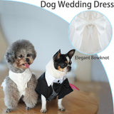 Dog Dress Tutu Skirt for Dogs Cats Girl, Sweet Dog White Princess Dresses with Bowknot, Pet Lace Costume Formal Clothes for Wedding Party Holiday Birthday (White, X-Large(17-27lb))