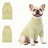 Small/Medium Dog Sweater, Warm Dog Winter Coat w/Sleeves, Comfortable High Neck Premium Dog Clothes for Bulldog-Best for Holidays, Daily Walks L Light Green