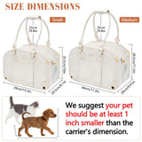 PetsHome Dog Carrier Purse, Pet Carrier, Waterproof Premium Leather Pet Travel Portable Bag for Cat and Small Dog Home & Outdoor Medium Beige