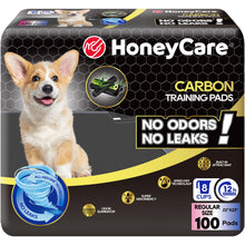 Load image into Gallery viewer, HONEY CARE All-Absorb Puppy Training Pads | Doggie Potty Pads Absorb Eliminating Urine Odor, Ultra Charcoal Dog Pee Pad (Carbon, L 22x23 inch, 100ct)
