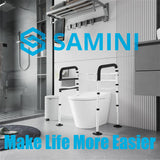Toilet Safety Rails Frame Support Rail Frames Handles Assist Grab Bars Seat Riser Assistance Lifts Stand Alone Foldable Handrails Aids with Arms for Elderly Disabled Seniors Fit Any Toilet
