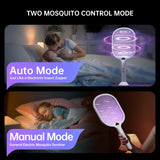 BUZZKICK Electric Fly Swatter Racket 3500V Bug Zapper Racket Dual Modes Mosquito Killer with Purple Mosquito Light Rechargeable for Indoor Home Office Backyard Patio Camping