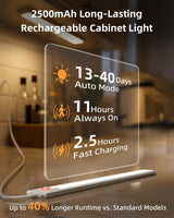 10inch Under Cabinet Lighting, 2500mAh Rechargeable Motion Sensor Lights Indoor with 3 Color Temps, 2 Pack Magnetic Closet Light, 80 LED Dimmable Under Counter Lights for Kitchen, Shelf, Stair