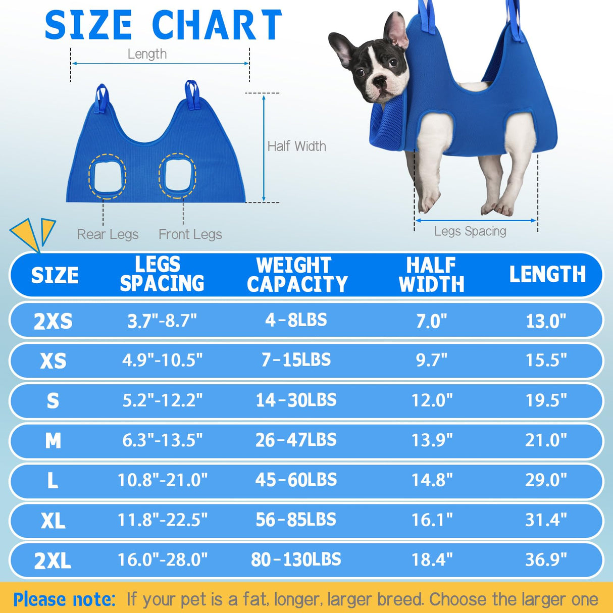 Supet Dog Grooming Hammock Harness for Dogs Cats, Relaxation Pet Nail Clipper Hammock, Restraint Dog & Small Animal Leashes Sling for Groomingk for Nail Trimming (Blue, 2XS)