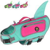 Sheripet Dog Life Jacket, High Buoyancy Shark Dog Safety Vest, Neoprene Pet Life Preserver with Good Visibility & Reflective, Puppy Swim Floating Vest with Rescue Handle for Boating (Turquoise, Small)