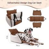 BEBAS Dog Car Seats for Small Dogs up to 25 lbs, Waterproof Dog Booster Carseat with Storage Pockets, Thickened Memory Foam & Clip-On Safety Leash, Pet Back Seat Puppy Travel Carrier, Beige