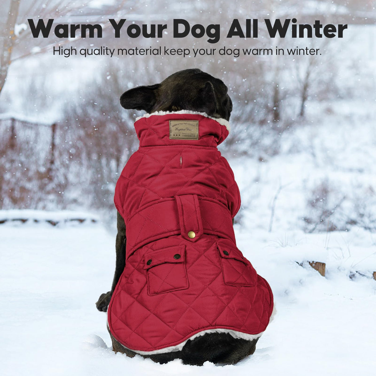 KYEESE Dog Coat Soft Pet Sweater for Cold Weather Waterproof Dogs Jacket with Fleece Lined Windproof Dog Coats for Small Dogs Thick Cat Clothes with Pocket Warm Pet Winter Puffer Coat with Leash Hole