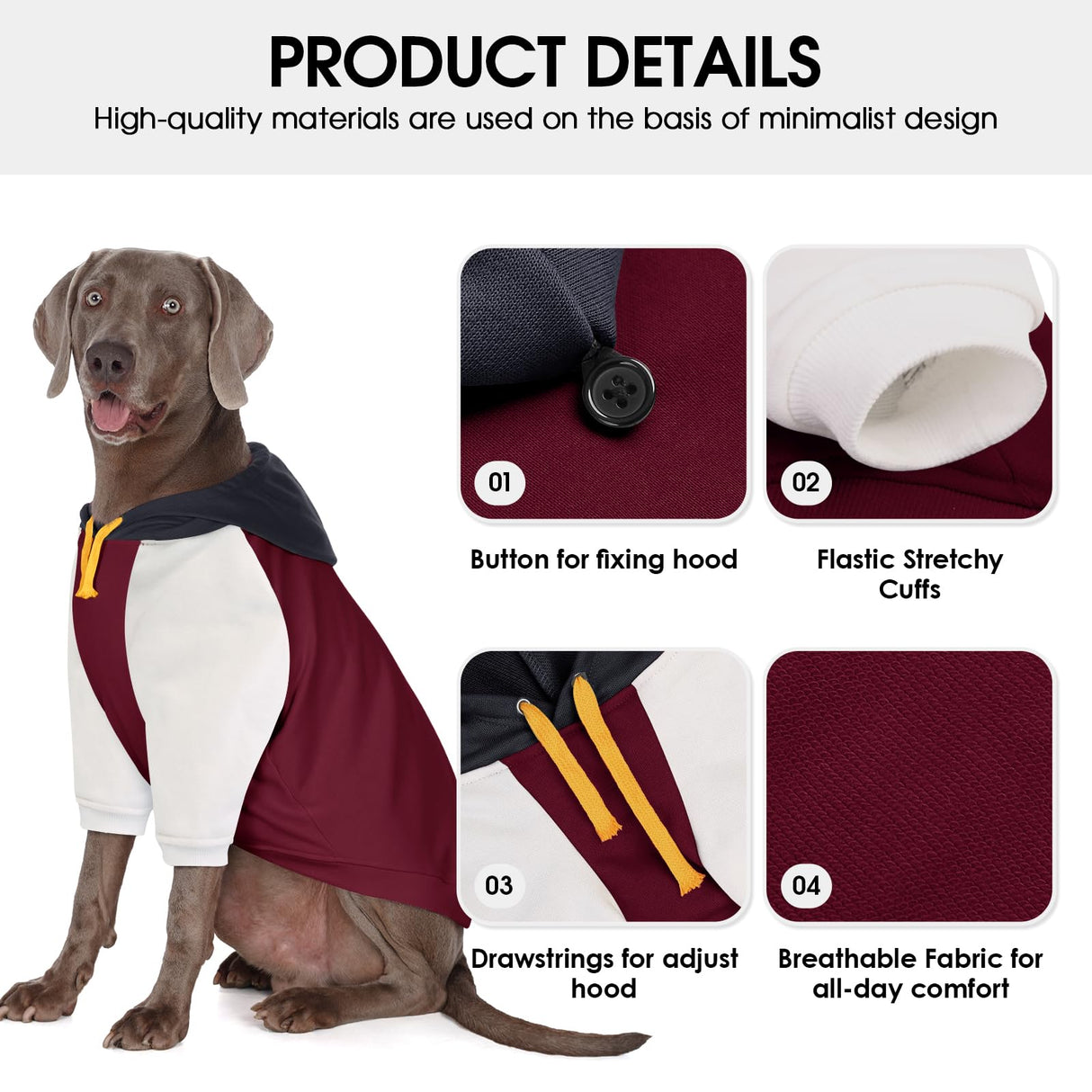 AOFITEE Extra Large Dog Hoodie, Basic Dog Hoodies for Fall Winter, Warm Hooded Dogs Sweater with Sleeves, Hooded Sweater for Boy Girl Dogs, Sweatshirt Pullover for Weimaraner, Golden Retriever