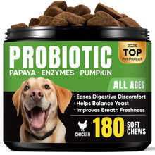 Load image into Gallery viewer, Probiotics for Dogs – Helps Digestion, Loose Stools, Gas &amp; Sensitive Stomachs, Probiotics for Itchy Skin &amp; Dog Yeast Infection, Immune &amp; Fresher Breath with 4 Prebiotics &amp; 5 Digestive Enzymes – 180 ct
