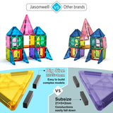 Jasonwell Magnetic Tiles Building Blocks Set for Boys Girls Preschool Educational Magnet Construction Kit Stacking STEM Toys Christmas Birthday Gifts for Kids Toddlers 3 4 5 6 7 8 9 10 + Year Old
