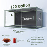 Phailozoo 120 Gallon Bearded Dragon Tank,48" x 24" x 24" Reptile Tank with Sliding Door Top Screen Ventilation, Front Opening Reptile Enclosure for Easy Maintenance