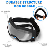 Dog Sunglasses Dog Goggles Pet Glasses Pet Eyewear with Adjustable Strap, Glasses for Medium Large Dog Swimming Skating Glasses UV Proof Windproof Dustproof (Black Frame + Gray Lens)