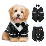 QBLEEV Dog Tuxedo Halloween Costume with Bow Tie, Formal Black Suit & Cat Wedding Outfit, Pet Prince Dress Clothes for Small Medium Large Dogs & Cats – Easy Fit for Party, Photoshoot, Holiday