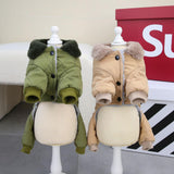 Izefia Dog Coat Jacket Windproof Cold Weather Coat 4 Legs Warm Dog Jumpsuit Winter Thick Clothes Snow Proof Coat Cotton Dog Coat for Small Dog Medium Dog Cat Green S