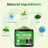 Dog Dental Powder, Dog Teeth Cleaning Powder Dog Breath Freshener with Natural Herbal Blend + Probiotics, Dogs Bad Breath Plaque Off Tartar Remover for Teeth Pet Tooth Cleaning, Mint, 60-Day Supply