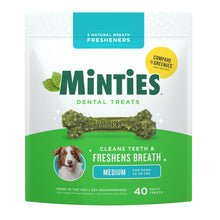 Load image into Gallery viewer, Minties Dental Chews for Dogs, 40 Count, Vet-Recommended Mint-Flavored Dental Dog Treats for Medium Dogs, Bones Clean Teeth, Fight Bad Breath, and Removes Plaque and Tartar

