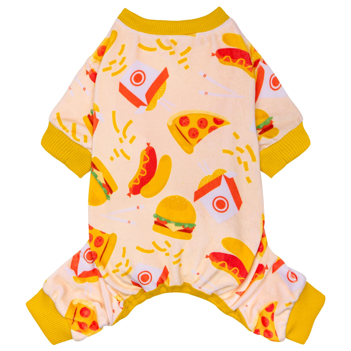 cyeollo Dog Pajamas, Soft Velvet Dog Pjs for Small Dogs, Cozy Stretchy Doggy Jammies, Puppy Onesie Comfy Pet Jumpsuit, Cute Doggie Sleepwear Lightweight Clothes, Hamburger M