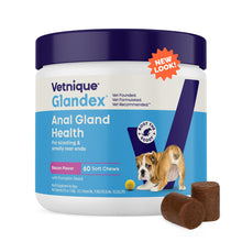 Load image into Gallery viewer, Vetnique Glandex Anal Gland Soft Chew Treats with Pumpkin for Dogs Digestive Enzymes, Probiotics Fiber Supplement for Dogs Boot The Scoot (Bacon Flavor Chews, 60 Count)
