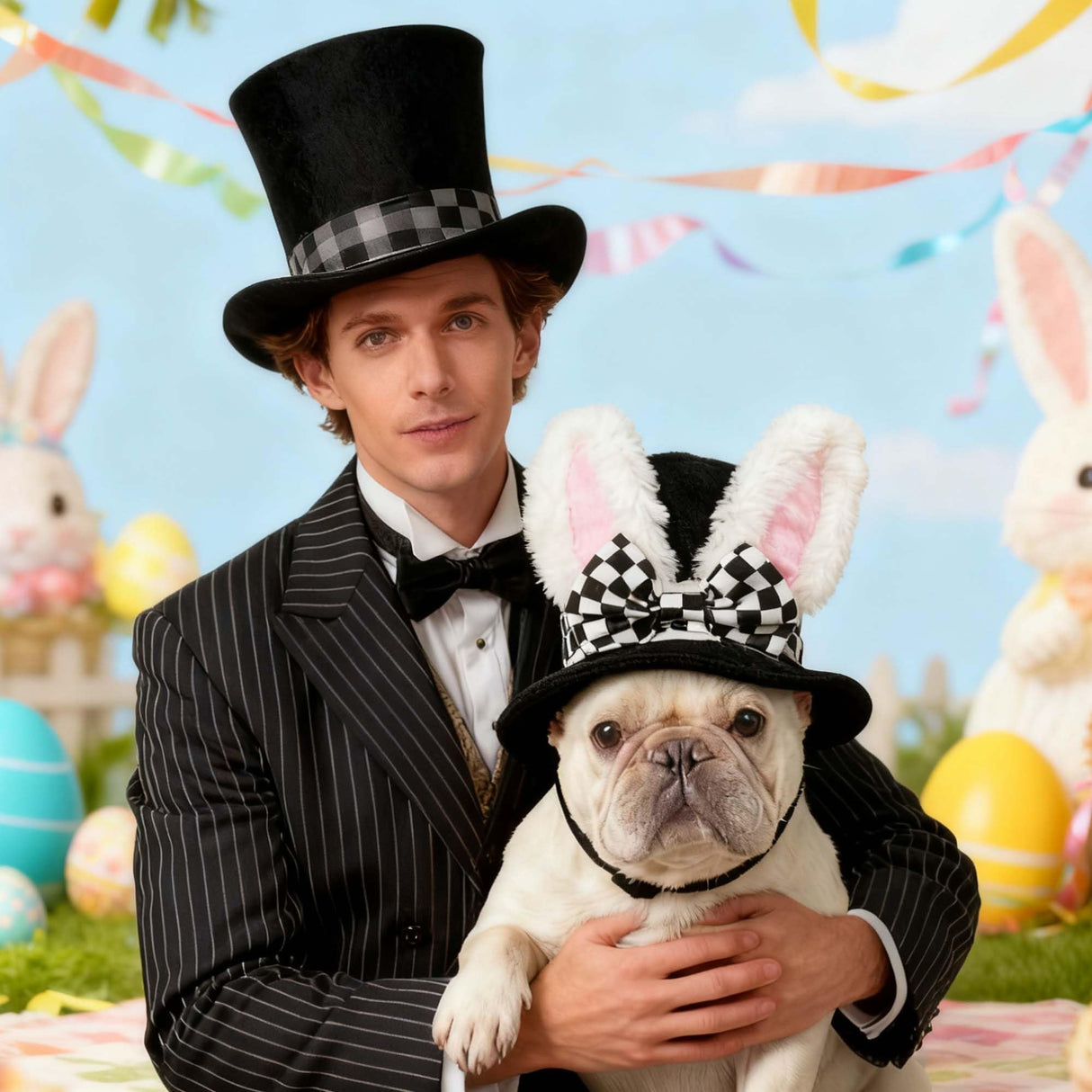 Littledropet Dog Bunny Ear Top Hat,Pet Halloween Easter Rabbit Costume Outfits Plush Hat for Small Medium Large Dogs,Small