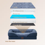 EHEYCIGA Orthopedic Dog Bed for Medium Dog, 30x20x6.5 Inch Memory Foam Dog Couch Bed with Sides, Waterproof Liner & Washable Removable Cover, Bolster Pet Sofa, Navy