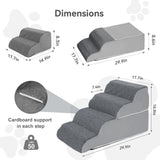 4 Steps Dog Stairs for Sofas, Chairs, Stairs, or Windowsills, 16.9" Tall Pet Steps for Small to Medium Dogs & Cats, Waterproof with Removable Cover & PE Support Board