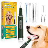 Opdent Dog Plaque and Tartar Remover - Dog Tooth Brushing Kit Electric Toothbrush for Dogs,5 Adjustable Mode& 3 Cleaning Head, Plaque Remover for Teeth Stains for Dogs and Cats (Green)